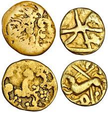 Celtic, imported coinage (2), Ambiani, c.75-50 BC, Gold Quarter Stater, 1.69g, head left, rev. horse right, pellets above (Mack 4, Scheers 8; Rudd ABC 31; S.7), about fine, ?Nervii, gold Quarter State