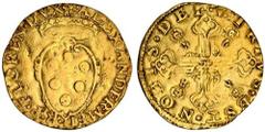 Italy, Florence, Alessandro I de'Medici (1531-36), Scudo d'oro del Sole, 3.33g, alexander. med. r.p. floren. dvx, crowned shield, rev. virtvs. est. nobis. dei, cross, cherub heads in angles (CNI.8-11;