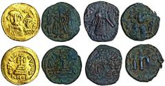 (x) Byzantine, Heraclius (610-41), Solidus, 4.09g, Constantinople, crowned facing busts of Heraclius, left, and Heraclius Constantine, right, rev. cross on steps (Sear 738), about fine; Arab Byzantine