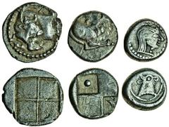 Macedon, Akanthos (c.470-390 BC), AR Tetrobol, 2.33g, forepart of bull left, head turned back, a above, rev. quadripartite incuse square, very fine, Thrace, Chersonesos (c.400-350 BC), AR Hemidrachm, 