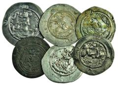 Sasanian, Drachms (5), Peroz, Kavad, type 1, Khusru I (2), Hormizd IV, good very fine to extremely fine; Arab Sasanian, Drachm, Khusru II type, fine (6) . Subject to 20% VAT on Buyer’s Premium. For mo