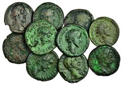 Ancient Coins Roman, second century second brass (10), Antoninus Pius, Asses (2), revs. Britannia seated left on rocks, Annona standing facing between two baskets of grain and fruit, Marcus Aurelius, 