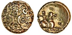 Celtic Coins (x) Celtic, Catuvellauni, Tasciovanus (late 1st century BC - early 1st century AD), gold Stater, 5.37g, TV type, c.25 BC-10 AD, crescents in wreath, T in centre, four ringed-pellets, V in