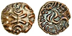 Celtic Coins (x) Celtic, Corieltauvi (early to mid 1st century AD), gold Stater, 5.34g, crude wreath design, bar with crescent at end, ring of pellets in each crescent, rev. VEP above, CORF below, dis