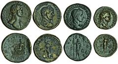 Ancient Coins-Roman Bronze Roman Bronzes (4), Vespasian (AD 69-79), Dupondius, 74, radiate head right, rev. Felicitas standing left (RIC 716), Hadrian (117-138), Sestertius, laureate bust right, drape