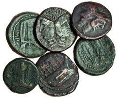 Ancient Coins (x) Sextus Pompey (executed 35 BC), As (4), laureate head of Janus with features of Pompey the Great, rev. prow of galley (RPC 671; RRC 479/1), together with an AE of Vienna (Gaul), c.36