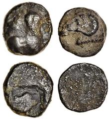 Ancient Cyprus, Salamis (5th cent. BC), AR Diobol, 1.85g, ram lying left, rev. square incuse punch with uncertain type within (?) (cf. BMC pl. XXIII, 12), slightly off centre, deposit, fine, and an Ob