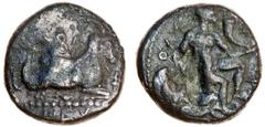 Ancient Cyprus, Salamis, Evagoras I (411-373 BC), AR Stater, 10.72g, goat lying right, Cypriot script above and before, EY in exergue, rev. naked Herakles seated right on rock, which is draped with hi