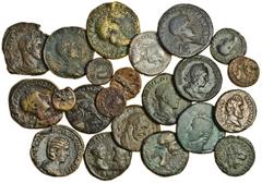 Ancient Roman bronzes (22), comprising Sestertii of Gordian III, Otacilia Severa, Philip I, Trajan Decius, and Trebonianus Gallus, an As of Augustus, a Semis of Tiberius, a Dupondius of Nero, an As of