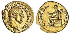 Ancient Coins Vitellius (2nd Jan.-20th Dec. AD 69), AV Aureus, 7.27g, Rome, laureate head right, a vitellivs german imp tr p, rev. concordia p r, Concordia seated left, holding patera and cornucopia (