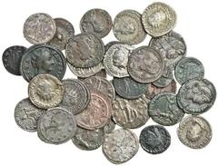 Ancient Coins Roman Antoniniani (21), of Valerian I (AD 253-260) (7), Gallienus (AD 253-268) (8), Claudius II (AD 268-270) (4), Quintillus, and Maximian, various reverse types, together with an As of 