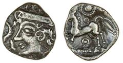 Celtic Tokens Iceni, uninscribed coinage (c. 50-15BC), silver Unit, 1.39g, diademed head left, rev. horse left, pellet and annulet ornaments around (VA 80; ABC 1495; S.432), dark tone, good very fine 