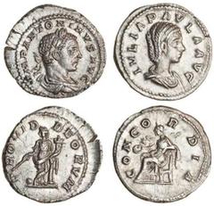 Ancient Coins Elagabalus (AD 218-222), AR Denarius, laureate, draped bust right, rev. PROVID DEORVM, Providentia standing left, holding wand over globe, and cornucopia (RIC 130; RSC 244), extremely fi