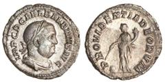 Ancient Coins Balbinus (AD 238), AR Denarius, laureate, cuirassed bust right, rev. PROVIDENTIA DEORVM, Providentia standing left, holding wand over globe, and cornucopia (RIC 7; RSC 23), very fine.