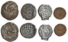 Celtic Coins Celtic (4), Armorican billon stater (1), cast Potin (1), Durotriges billon Stater (1), Cunobelin bronze Unit (1), grades vary from fine to very nearly fine (4).