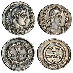 Ancient Coins-Roman Silver Julian II (360-363), AR Siliqua, Lugdunum, pearl-diademed, draped and cuirassed bust right, rev. votis / v / mvltis / x, within wreath, lvg in exergue (RIC 218; RSC 163a), 