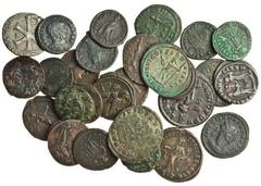 Ancient Coins-Roman Bronze Third and fourth century coins (29), Valerian, Billon Tetradrachm, Alexandria, rev. eagle, year 4, Antoniniani of Gallienus (2), Postumus, Victorinus, Aurelian, Probus (3), 