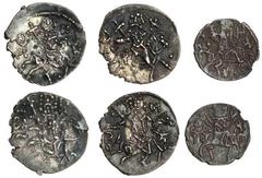 Ancient Coins-Byzantine Empire of Trebizond, Basil (1332-40), AR Asper, St Eugenius on horseback right, rev. Basil on horseback right (BMC 1 var.; Sear 2622; Bendall 56), another similar, and Alexius 