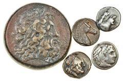 Ancient Coins-Greek Silver Miscellaneous Greek, comprising Argos (c.260-250 BC), AR Triobol, forepart of wolf left, above, rev. large A between e, eagle on harpa below, all in shallow incuse square (B