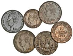 Foreign Coins-European Milled Greece, John Capodistrias (1827-31), 10-Lepta, 1830, phoenix with cross and rays inside circle, date below, rev. value in wreath, date below (Divo 3a; KM 8), rev. good fi