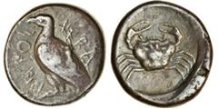 Ancient Coins Sicily, Akragas (c.460-446 BC), AR Tetradrachm, 15.49g, eagle standing left, akpaanto, rev. crab (cf. SNG ANS 965), toned, almost very fine