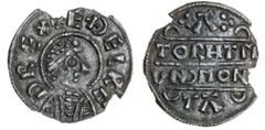 English Hammered Coins Kings of Wessex, Aethelred I (865-71), Penny, four-line lunette type, Torhtmund, 0.96g (14.8grs), draped bust right, rev. a torhtm/vnd mon[e]/ta in four lines, pellet-trefoils i