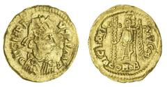Ancient Coins Visigoths, in the name of Libius Severus (461-465), AV Tremissis, 1.43g, Toulouse, d n sever-vs p f avg diademed and draped bust right, rev. victori-a avggg, Victory standing left holdin