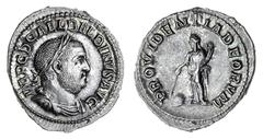 ROMAN COINS Balbinus (238 AD), AR Denarius, 2.91g, imp c d cael balbinvs avg, laureate, draped and cuirassed bust right, rev. providentia deorvm, Providentia standing front, holding wand over globe an