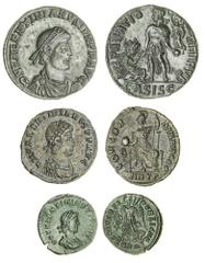 ROMAN COINS Valentinian II (375-393 AD), AE2, pearl diademed and draped bust right, rev. Emperor standing front, raising a kneeling woman and holding Victory on globe, asisc in exergue, 4.79g (RIC 26b