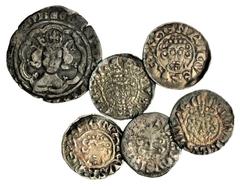 English Hammered Silver Medieval Hammered silver coins, a miscellany (6), Pennies (5), including: John, class Vb2, Winchester, Bartelme, 1.41g, 11h (Mass 1611); another, Vc, London, Walter, 1.41g, 10h