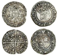 English Hammered Silver Medieval and Tudor Groats (2), Edward IV (1461-70), type VII, York, 2.71g, 3h, m.m. lis. e on breast, quatrefoils by neck (N.1583; S.2012), edge split, fine; another, Henry VII