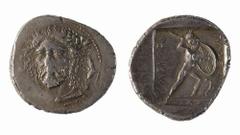 Lycia, Perikles (c.380-360 BC), AR Stater, 9.74g, laureate and draped bust of Perikles facing slightly left, rev. warrior advancing right, with shield and spear; in right field, triskeles, the whole i