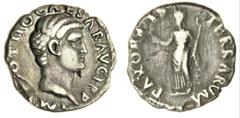 Roman Coins (x) Otho (AD 69), AR Denarius, 17mm., 2.91g, 7h, Rome, bare head right, rev. Pax standing left, holding olive branch and caduceus (RSC 3; RIC I, 4), punch below chin, edge chipped and fiel