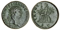 Roman Coins Trajan (98-117), Æ Dupondius, 14.95g, Rome, AD 98, IMP CAES NERVA TRAIAN AVG GERM P M, radiate head right, rev. TR POT [COS II P P], Abundantia seated left on chair formed of two cornucopi