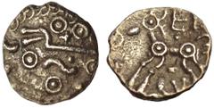 Celtic Coins (x) Iceni, Antedios (c. AD 10-30), silver Unit, 'ECEN Symbol' type, 1.23g, two opposed crescents, rev. stylised horse (VA 710; S.441; ABC 1642), good fine. provenance From the Nomos Brasi