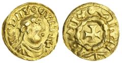 Hammered - English Gold Anglo-Frisian, in the style of Louis the Pious (c. 814-840), gold Solidus, c. 816-818, 3.99g, 6h, iivviivodvnntv, the d retrograde (this legend based on the prototype dn lvdovi