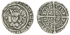 Hammered - English Silver Henry VI first reign (1422-61), Halfgroat, Leaf-Trefoil issue, Tower, 1.69g, 12h, m.m. plain cross, eight arcs to tressure, rev. no stops in inner legend (DIG 1/1; N.1487; S.