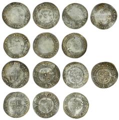 Hammered - English Silver Edward VI (1547-53), 'Shovel-board' Shillings, third coinage, fine silver issue, Tower (7), m.m. tun (3), 5.72g, 8h, officially pierced in the 1696 Great Recoinage; another, 
