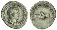 Ancients - Roman Silver Balbinus (238), AR Antoninianius, 12h, IMP CAES D CAEL BALBINVS AVG, radiate and draped bust right, rev. FIDES MVTVA AVGG, clasped hands (BMC 71; RIC 11; RSC 6), light tone, go