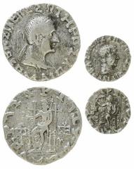 INDO-GREEK KINGDOMS Indo-Greek, Hermaeus (c.40-1 BC), Tetradrachm, Drachm, diademed bust of king right, rev. Zeus enthroned left (MAC 2034, 2036), the first fine, the second very fine (2).