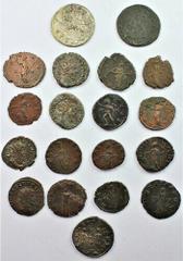 ANCIENT COINS FROM THE ESSEIGHT COLLECTION Gallic Empire, AE Antoninianii [12]; firstly, Victorinus (AD 269-271) [8], including such types as COMES AVG; PAX AVG; SALVS AVG; and PIETAS AVG (Cohen 36, 4