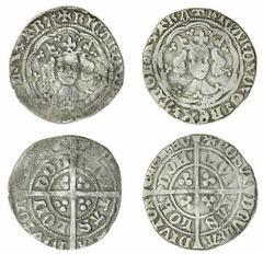 ENGLISH HAMMERED COINS The Isladulcie Collection | Richard II (1377-1399), Halfgroats, Tower (2), Type III/II mule, reads FRA, trefoils on cusps, double saltire stops, lombardic Ns, rev. double saltir