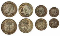 ENGLISH MILLED COINS George V (1910-1936), Royal Maundy Fee, 24 March 1921, Westminster Abbey, Maundy Set, 1921, Fourpence, Threepence, Twopence and Penny, 'the first to be struck in the new coin allo