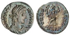 ANCIENT - ROMAN Gratian (367-383), AR Siliqua, 24 August 368 - 17 November 375, Treveri, DN GRATIA-NVS P F AVG, diademed, draped and cuirassed bust right, rev. VRBS - ROMA, Roma seated left, holding V