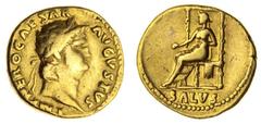 ANCIENT COINS (x) Roman Empire, Nero (54-68), AV Aureus, AD 65-66, Rome, IMP NERO CAESAR AVGVSTVS, plumper laureate head right, rev. Salus enthroned left, holding patera, SALVS in exergue, 7.29g, 5h (