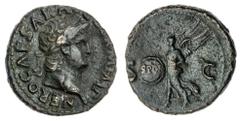 The Hanlon Collection of Ancient Greek, Roman and Byzantine Coins The Hanlon Collection | Roman Empire Nero, 54-68 AD, AE As, Head of Nero, laureate, right. rev Victory, winged, draped, moving left, h