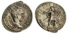 The Hanlon Collection of Ancient Greek, Roman and Byzantine Coins The Hanlon Collection | Gallic Empire, Hostilian, 251AD, AR Antoninianus, Radiate and draped bust r. rev Mars advancing right, holding