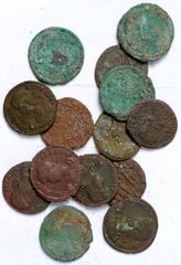 Ancient Coins Constans, nummus, Aqueilia (4); Arles; Siscia (2); uncertain (7), FEL TEMP REPARATIO, soldier dragging barbarian from hut (RIC.103 (4), 106, 218, -(8)), CD 58-61, 62-4 Compton Dundon Hoa