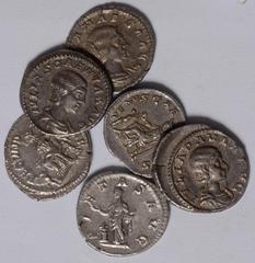 Ancient Coins Julia Soaemias, mother of Elagabalus, denarius, Rome, AD 218-222, IVLIA SOAEMIAS AVG, draped bust r., rev. VENVS CAELESTIS, Venus standing l., holding apple and sceptre, star in right fi