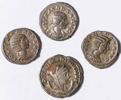 Ancient Coins Diva Mariniana, wife of Valerian I, antoninianus, Rome, AD 254-256, DIVAE MARINIANAE, diademed, veiled and draped bust r. on crescent, rev. CONSECRATIO, peacock standing in splendour, he